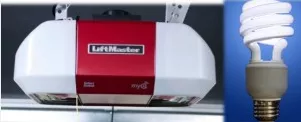 light bulb and LiftMaster door opener